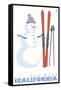Big Bear, California, Snowman with Skis-Lantern Press-Framed Stretched Canvas