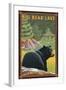 Big Bear Lake, California - Black Bear in Forest-Lantern Press-Framed Art Print