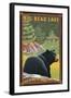 Big Bear Lake, California - Black Bear in Forest-Lantern Press-Framed Art Print