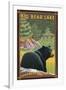 Big Bear Lake, California - Black Bear in Forest-Lantern Press-Framed Art Print