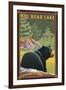 Big Bear Lake, California - Black Bear in Forest-Lantern Press-Framed Art Print