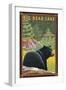 Big Bear Lake, California - Black Bear in Forest-Lantern Press-Framed Art Print