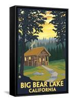 Big Bear Lake, California -Cabin in the Woods-Lantern Press-Framed Stretched Canvas