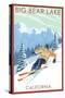 Big Bear Lake - California - Downhill Skier-Lantern Press-Stretched Canvas