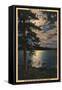 Big Bear Lake, California - Moonlit View of the Lake-Lantern Press-Framed Stretched Canvas