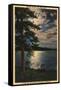 Big Bear Lake, California - Moonlit View of the Lake-Lantern Press-Framed Stretched Canvas