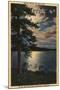 Big Bear Lake, California - Moonlit View of the Lake-Lantern Press-Mounted Art Print