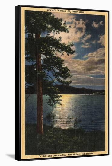Big Bear Lake, California - Moonlit View of the Lake-Lantern Press-Framed Stretched Canvas
