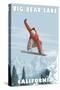 Big Bear Lake - California - Snowboarder Jumping-Lantern Press-Stretched Canvas