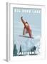 Big Bear Lake - California - Snowboarder Jumping-Lantern Press-Framed Art Print