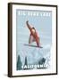 Big Bear Lake - California - Snowboarder Jumping-Lantern Press-Framed Art Print