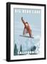 Big Bear Lake - California - Snowboarder Jumping-Lantern Press-Framed Art Print