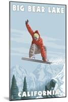 Big Bear Lake - California - Snowboarder Jumping-Lantern Press-Mounted Art Print