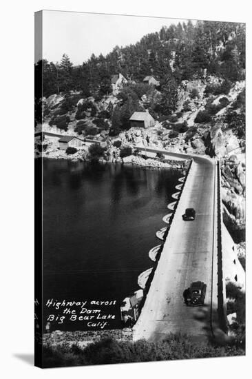 Big Bear Lake, California - View of Highway across the Dam-Lantern Press-Stretched Canvas