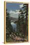 Big Bear Lake, California - View of the Lake through the Pines No. 2-Lantern Press-Stretched Canvas