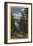 Big Bear Lake, California - View of the Lake through the Pines No. 2-Lantern Press-Framed Art Print