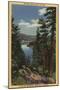 Big Bear Lake, California - View of the Lake through the Pines No. 2-Lantern Press-Mounted Art Print