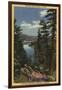 Big Bear Lake, California - View of the Lake through the Pines No. 2-Lantern Press-Framed Art Print