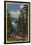 Big Bear Lake, California - View of the Lake through the Pines No. 2-Lantern Press-Framed Art Print