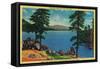 Big Bear Lake from the West End - Big Bear Lake, CA-Lantern Press-Framed Stretched Canvas