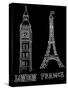 Big Ben and Eiffel Tower-Alisa Foytik-Stretched Canvas