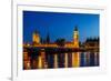 Big Ben and House of Parliament at Night, London, United Kingdom-anshar-Framed Photographic Print