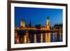 Big Ben and House of Parliament at Night, London, United Kingdom-anshar-Framed Photographic Print