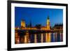 Big Ben and House of Parliament at Night, London, United Kingdom-anshar-Framed Photographic Print