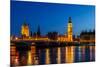 Big Ben and House of Parliament at Night, London, United Kingdom-anshar-Mounted Photographic Print