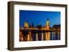 Big Ben and House of Parliament at Night, London, United Kingdom-anshar-Framed Photographic Print