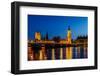 Big Ben and House of Parliament at Night, London, United Kingdom-anshar-Framed Photographic Print