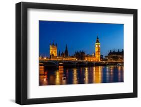 Big Ben and House of Parliament at Night, London, United Kingdom-anshar-Framed Photographic Print