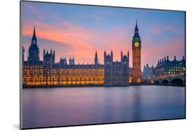 Big Ben and Houses of Parliament at Dusk, London, UK-sborisov-Mounted Photographic Print