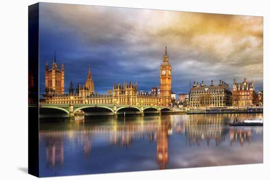 Big Ben and Houses of Parliament at Dusk, London, Uk-Beatrice Preve-Stretched Canvas