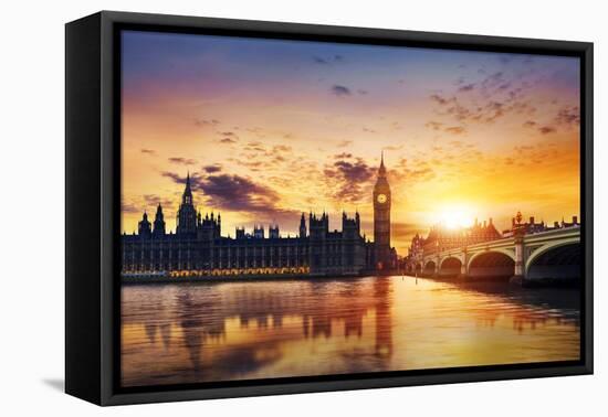 Big Ben and Houses of Parliament at Dusk, London, Uk-Beatrice Preve-Framed Stretched Canvas