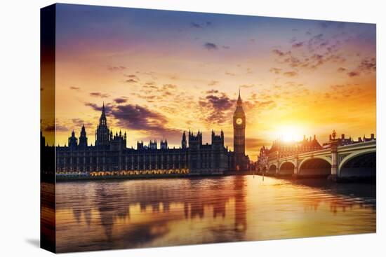 Big Ben and Houses of Parliament at Dusk, London, Uk-Beatrice Preve-Stretched Canvas