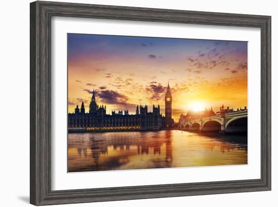 Big Ben and Houses of Parliament at Dusk, London, Uk-Beatrice Preve-Framed Photographic Print