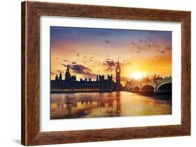 Big Ben and Houses of Parliament at Dusk, London, Uk-Beatrice Preve-Framed Photographic Print