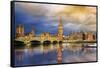 Big Ben and Houses of Parliament at Dusk, London, Uk-Beatrice Preve-Framed Stretched Canvas