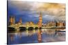 Big Ben and Houses of Parliament at Dusk, London, Uk-Beatrice Preve-Stretched Canvas
