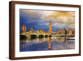 Big Ben and Houses of Parliament at Dusk, London, Uk-Beatrice Preve-Framed Photographic Print