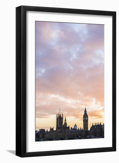 Big Ben and Houses of Parliament at sunset, UNESCO World Heritage Site, London, England-Matthew Williams-Ellis-Framed Photographic Print