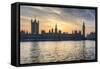 Big Ben and Houses of Parliament during Winter Sunset.-Veneratio-Framed Stretched Canvas