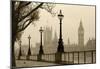 Big Ben And Houses Of Parliament, London In Fog-null-Mounted Poster