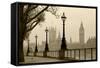 Big Ben And Houses Of Parliament, London In Fog-tombaky-Framed Stretched Canvas