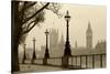 Big Ben And Houses Of Parliament, London In Fog-tombaky-Stretched Canvas