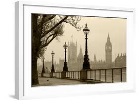 Big Ben And Houses Of Parliament, London In Fog-tombaky-Framed Art Print