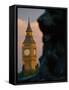 Big Ben and Lion Statue on Trafalgar Square, London, England-Lee Frost-Framed Stretched Canvas