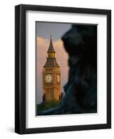 Big Ben and Lion Statue on Trafalgar Square, London, England-Lee Frost-Framed Photographic Print