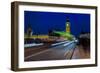 Big Ben and pedestrians in the night, London, England-null-Framed Photographic Print